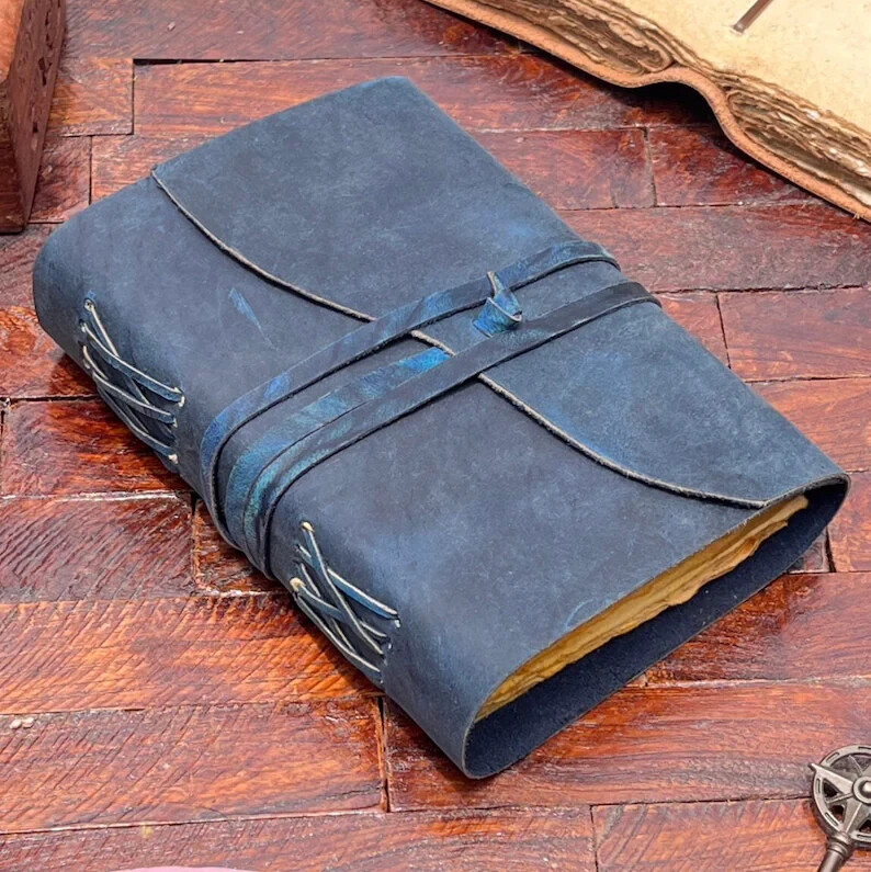 Leather Journal Handmade Vintage Unlined Deckle Edge Paper Rustic Leather Bound