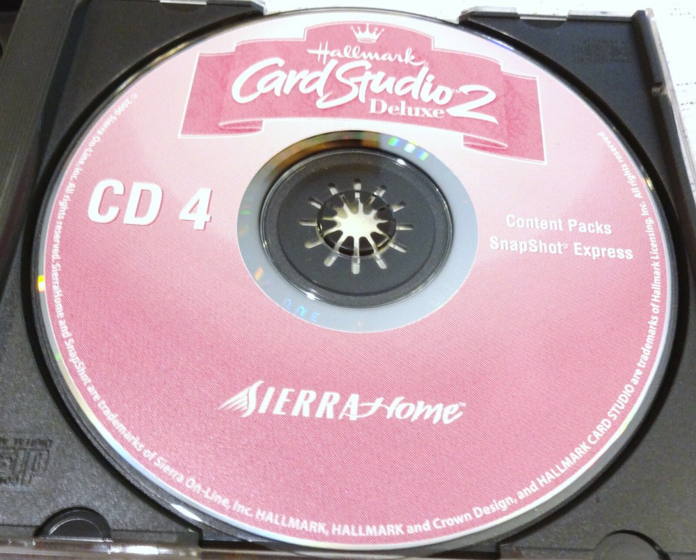 Vtg 2000 Hallmark Card Studio 2 Deluxe 4 Disc CD-Rom PC Software Sierra Home