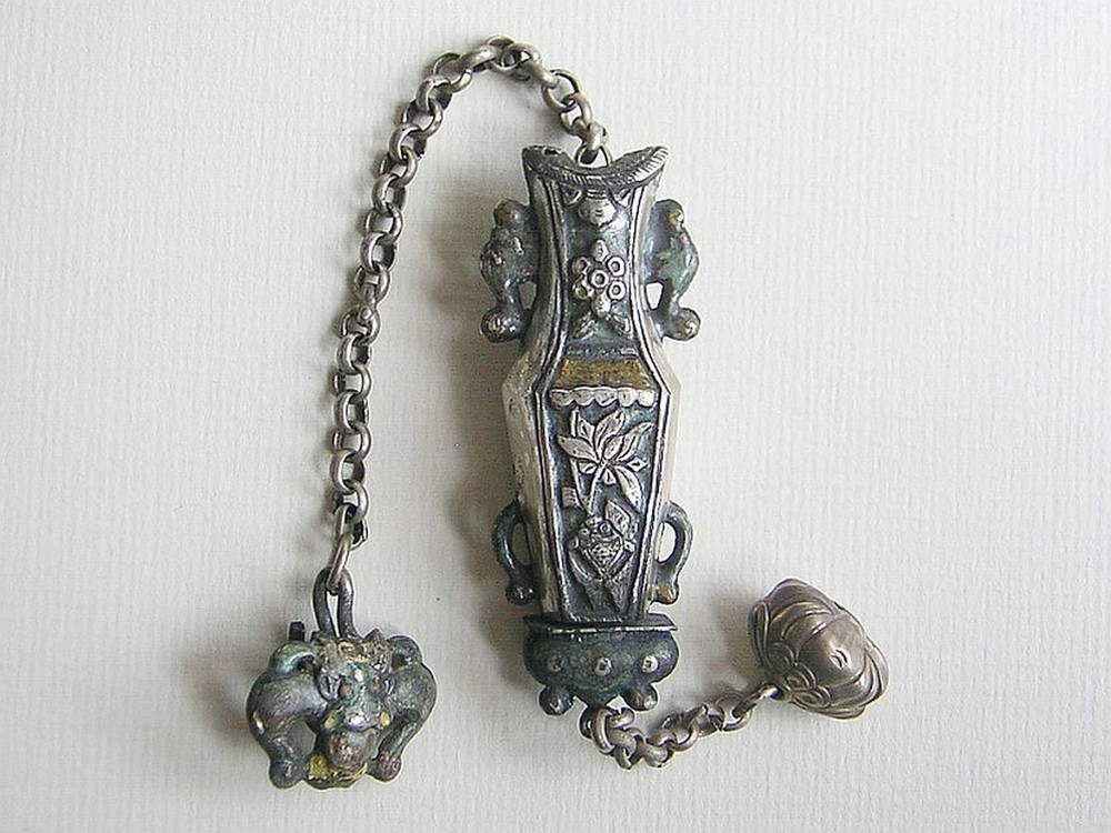 Antique Chinese enameled needle case - (2394)