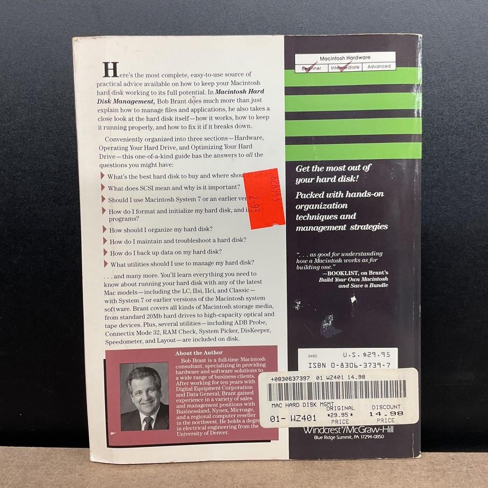 Apple Macintosh Hard Disk Management Brant Softcover Floppy Vintage Computing
