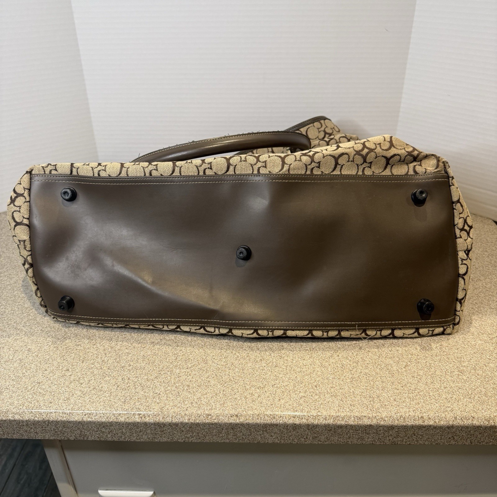 Rare Walt Disney World Mickey Mouse Pattern Woven Weekender Tote Bag