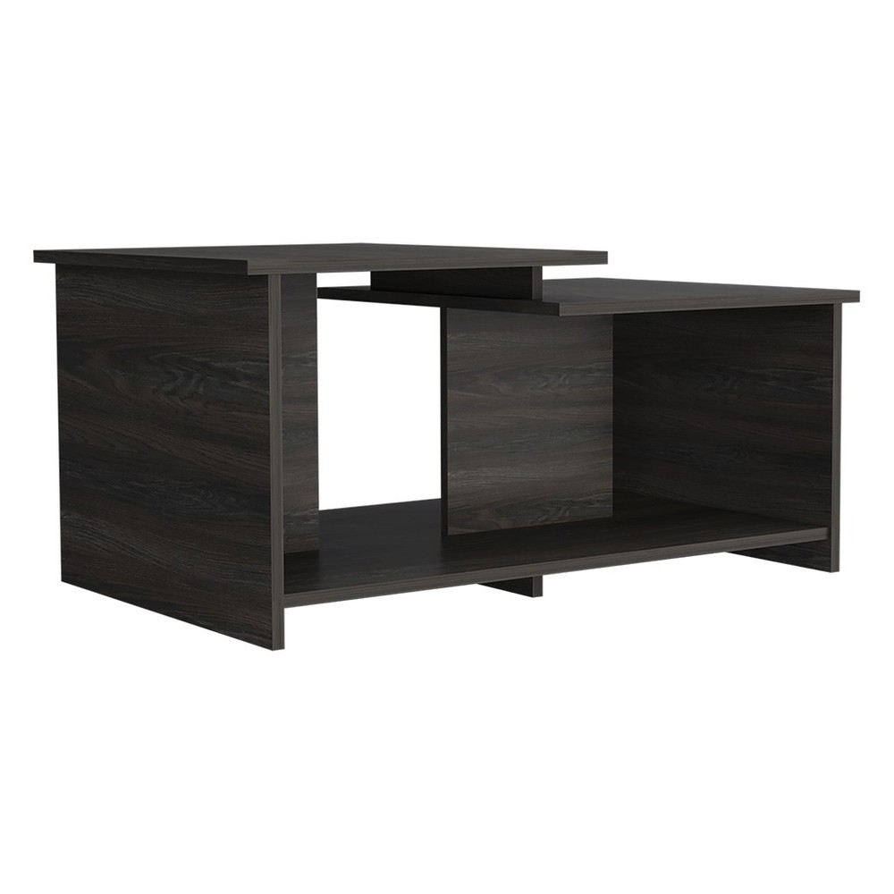 Modern Coffee Table, Two-Level Top with Open Shelf, 35"W x 20.9"D