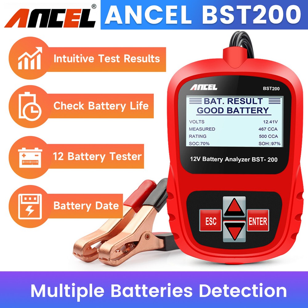 ANCEL BST200 12V Car Battery Tester Load Charging Cranking Test Digital Analyzer