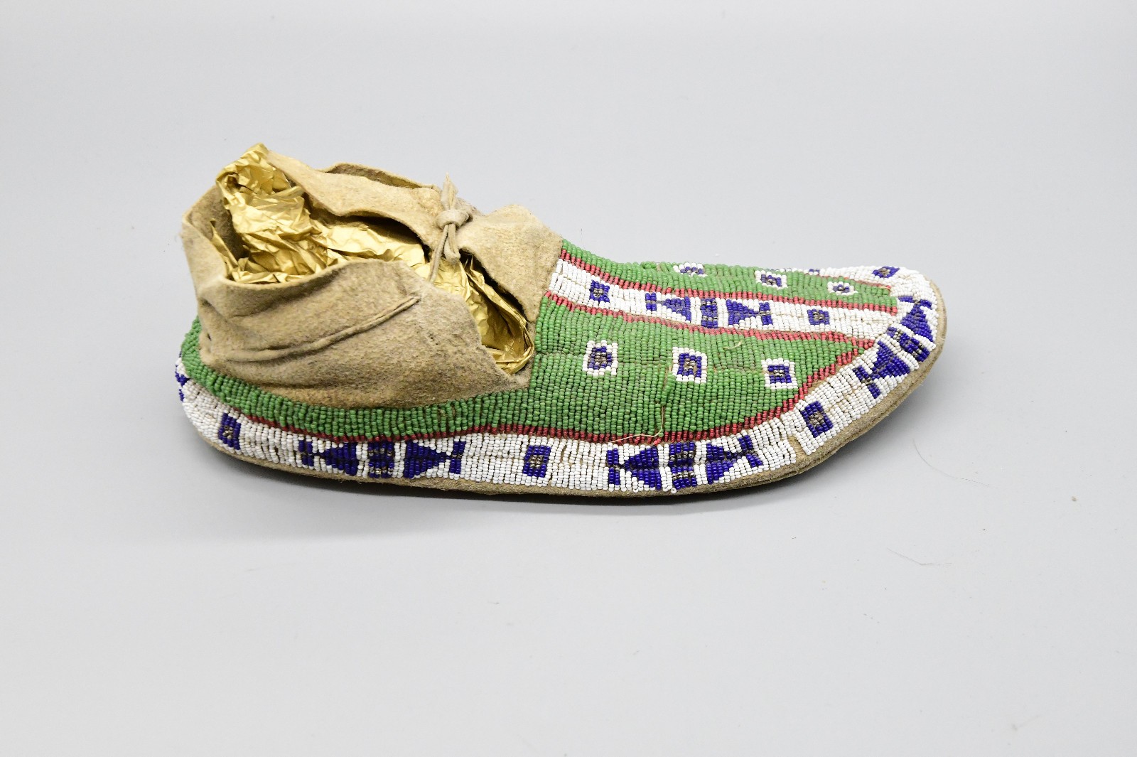 Sioux Green Beaded Moccasins Native American Strong Provenance