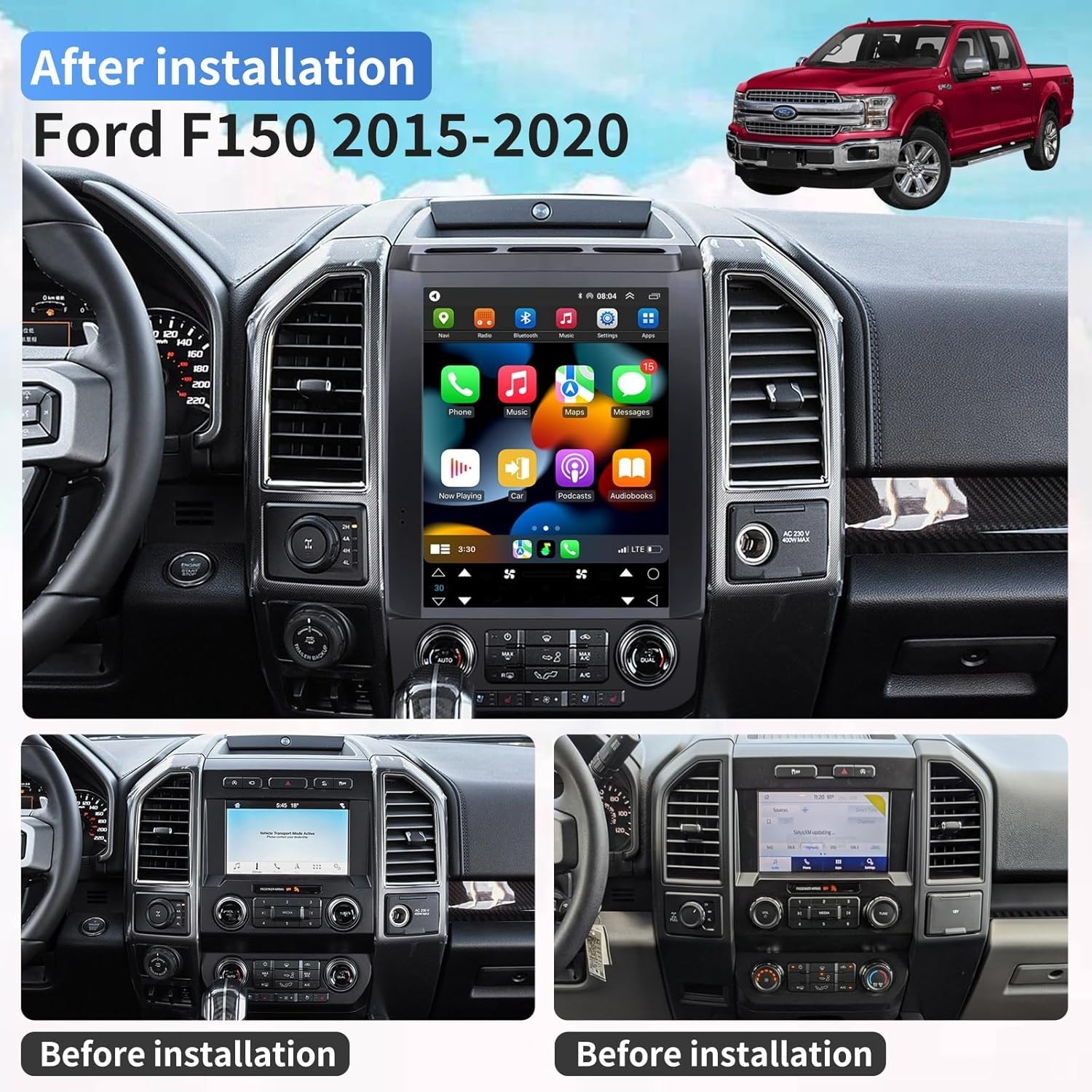 8-Core for Ford F150 2015-2021 Android 13 Car Radio 12.1'' Tesla Style 4+64GB