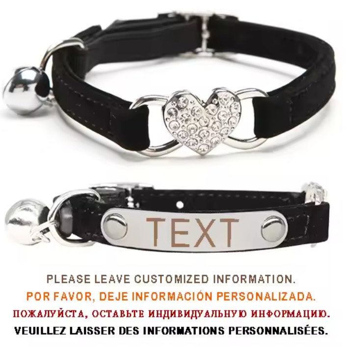 Personalized Pet ID Name Collar Rhinestone Elastic Customized Dog Cat Engraved 5