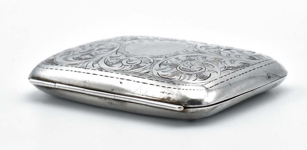 Antique Solid Silver Cigarette Case Pattern Engraved 1926 Acanthus