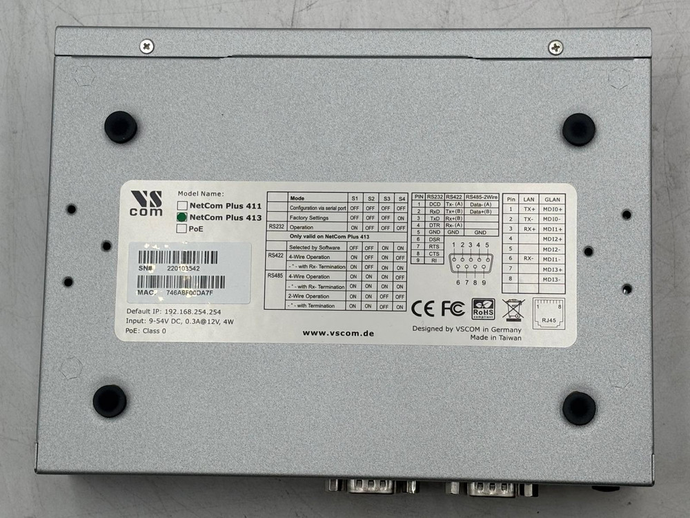 VSCom NetCom Plus 413 Serial Device Server