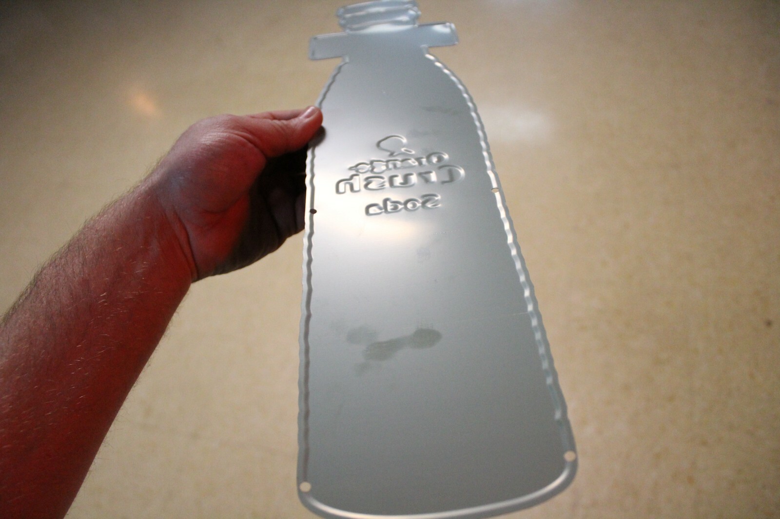 ORANGE CRUSH SODA POP FLAVOR GUARDING BOTTLE EMBOSSED METAL SIGN COKE GAS OIL