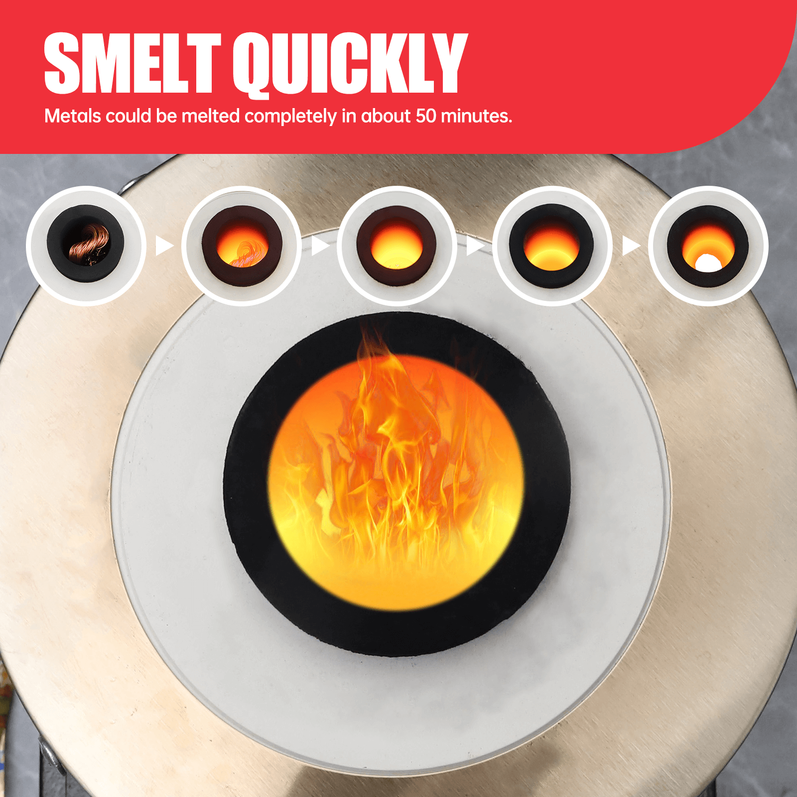 TOAUTO 3KG Metal Smelting Furnace Kit Gold Silver Refining Casting Jewelry Tool