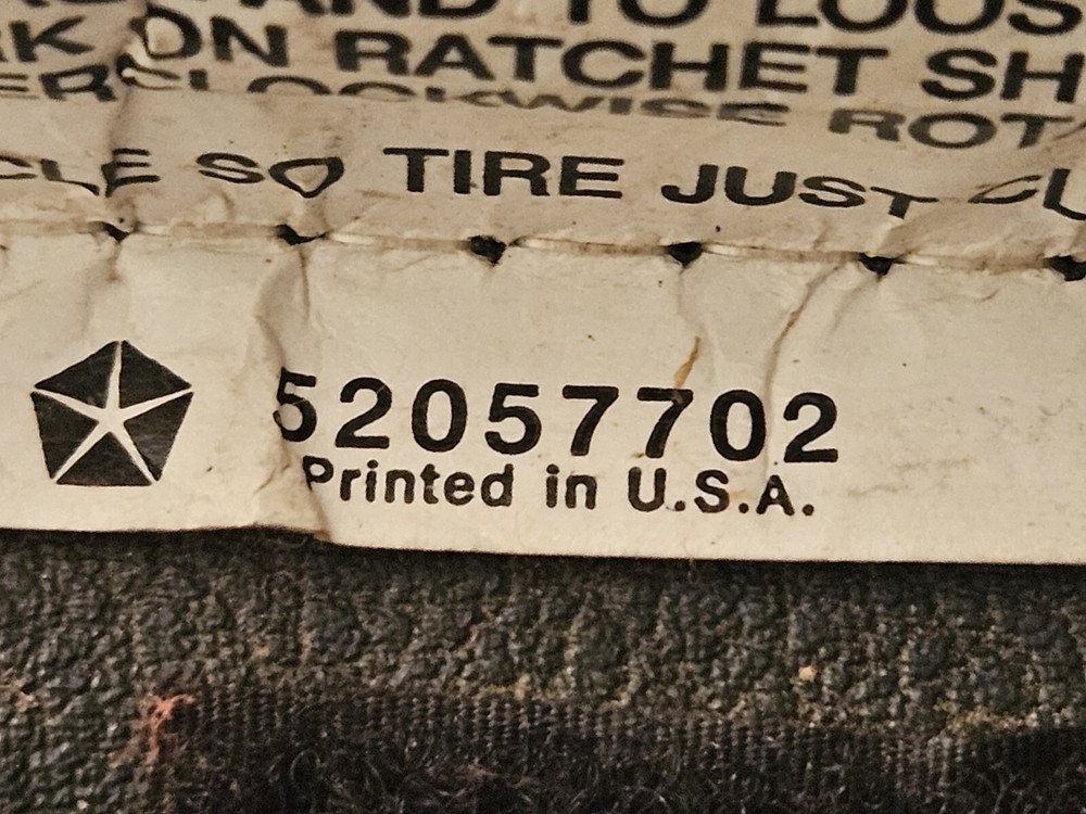 OEM DODGE SPARE TIRE JACK SET 52057702