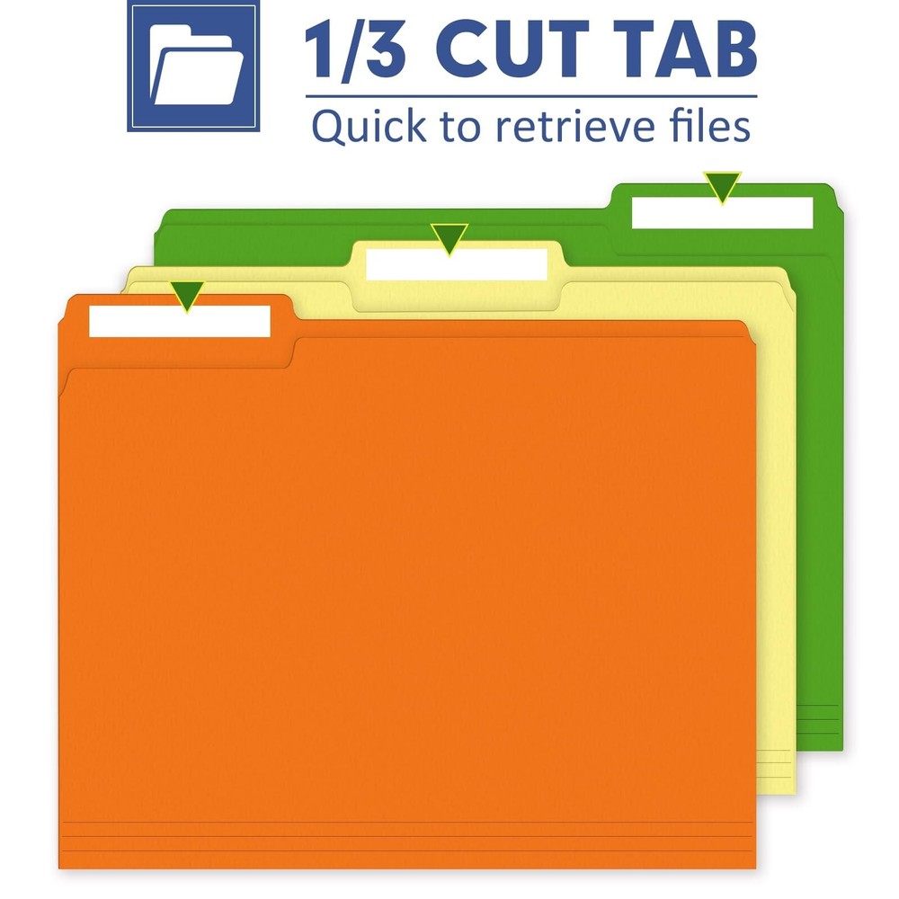 File Folder, PANDRI 270 Pack Colored File Folder, 1/3 Cut Tab, Letter Size, A...