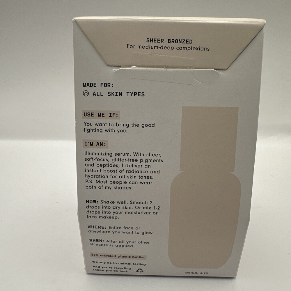Versed Mood Lighting Luminizing Glow Drops, Sheer Bronzed 1 OZ/30ML NIB