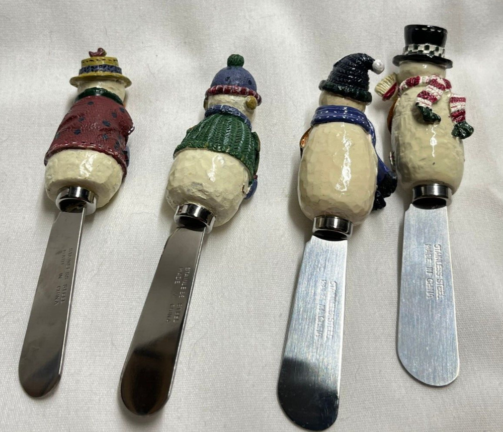 Four Snowman Canape Knives