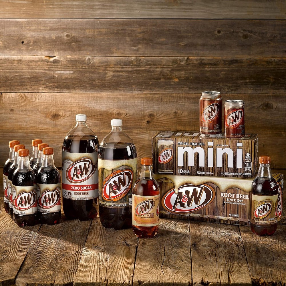 A&W Zero Sugar Root Beer Soda, 12 fl oz cans, 12 count