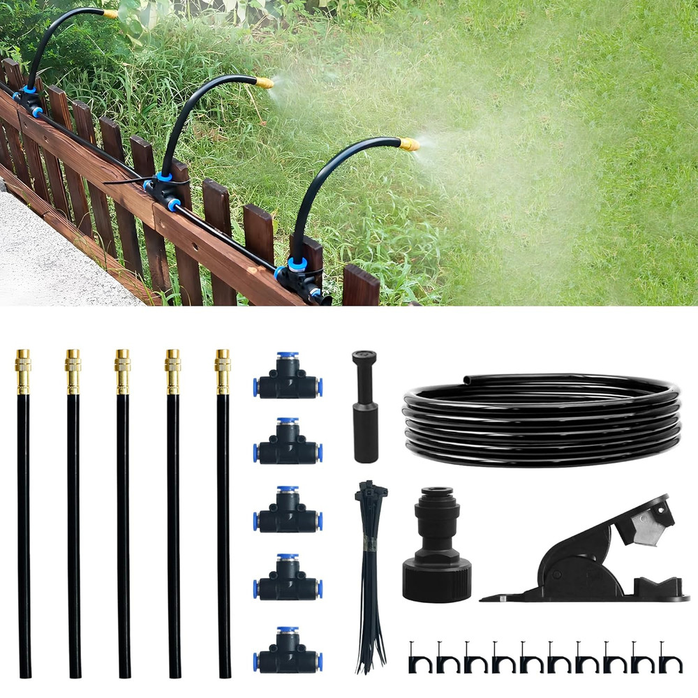 16.4Ft Drip Irrigation System, Automatic Garden Irrigation System with 360-Degre