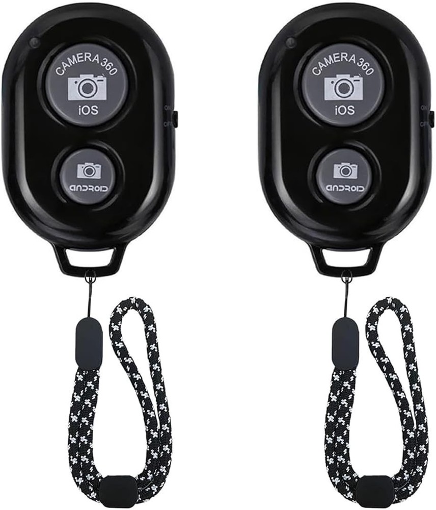 Wireless Camera Shutter Remote for Smartphones - Black, 30ft Range, Rechargeable