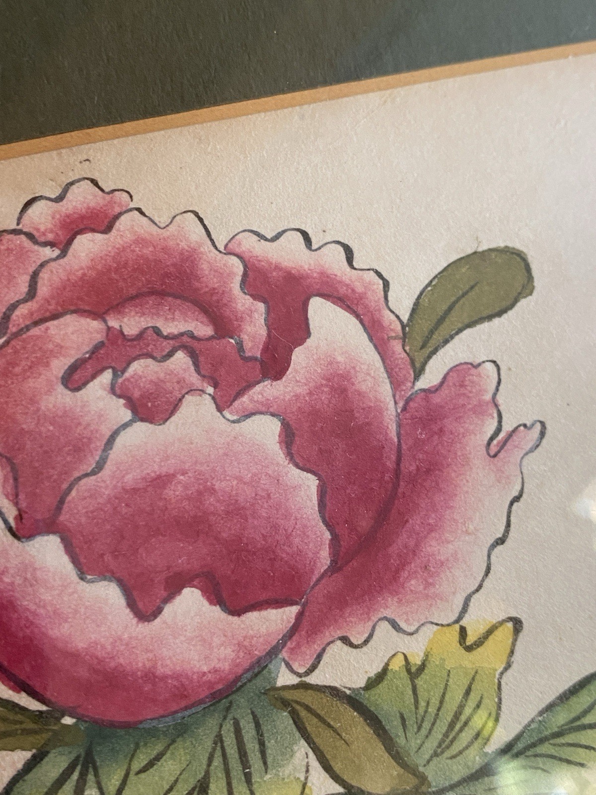 Vintage Asian Rooster & Peony Artwork