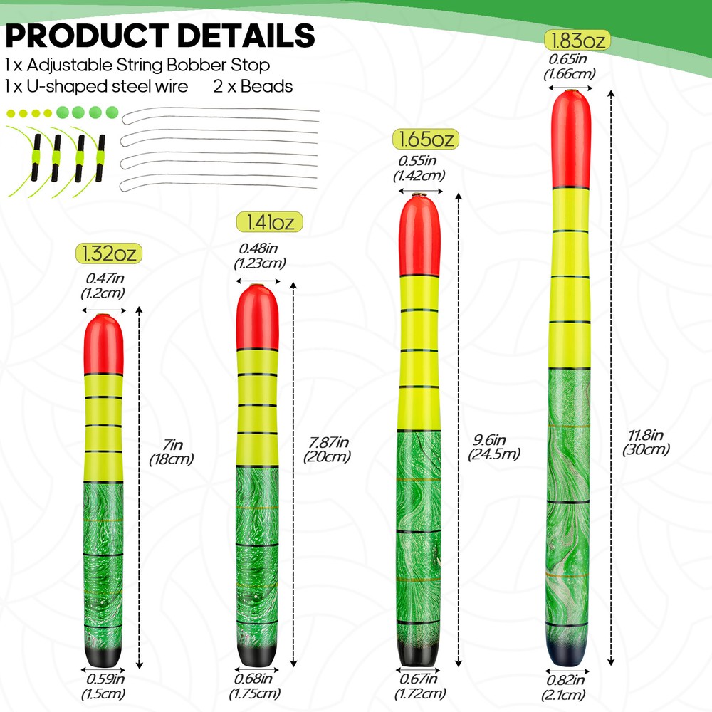 3pcs High Visibility Weighted Catfish Pole Floats Catfish Bobber Zing Float