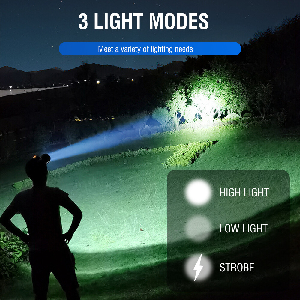 LED Rechargeable Headlamp Head Torch USB Headlight 90000LM Lamp Flashlight
