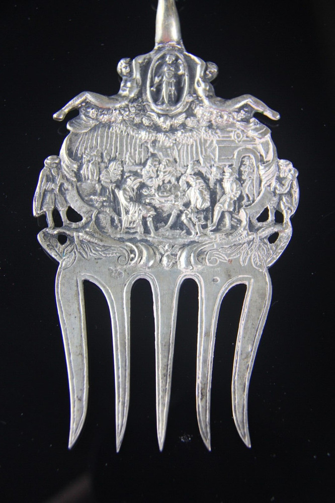 Antique Dutch 833 Silver Serving Fork