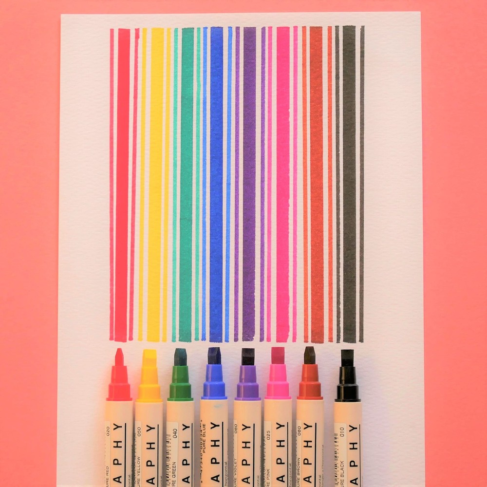 Zig Memory System Calligraphy Markers, Multicolor, 8-Pack