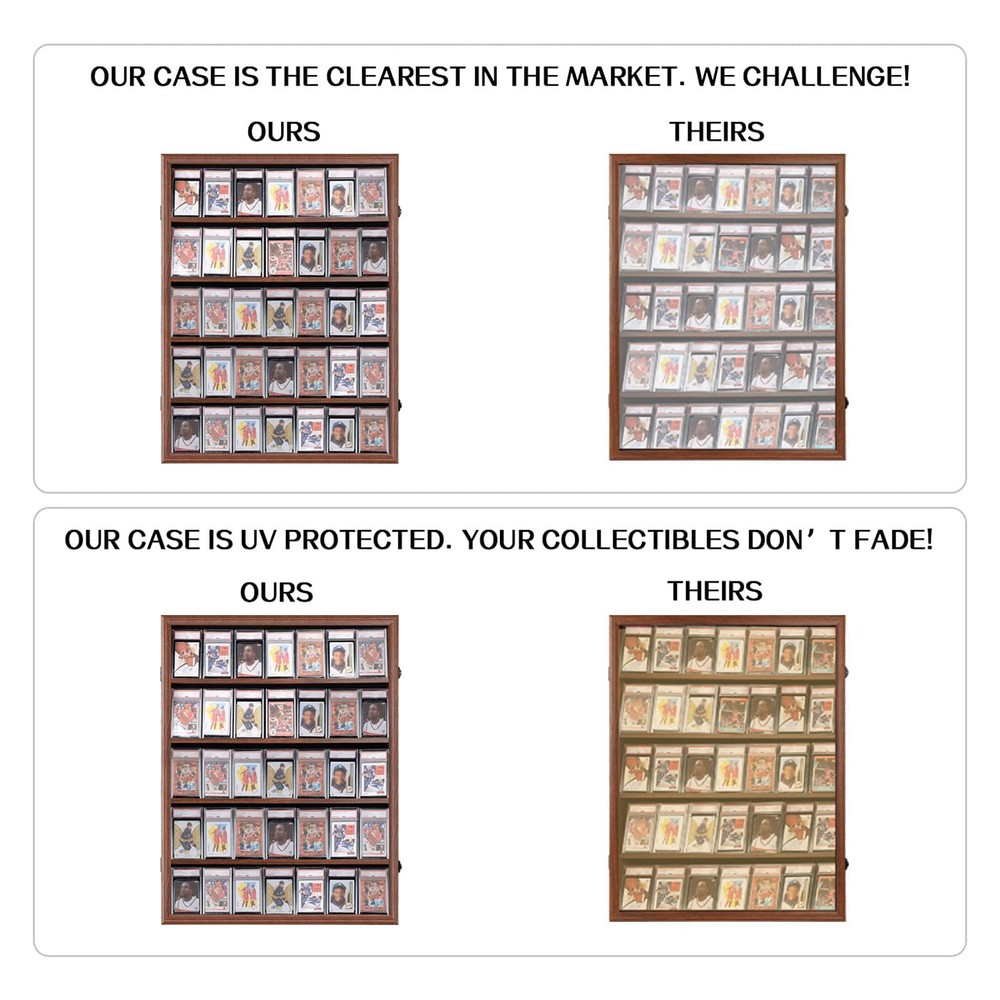 VERANI Baseball Display Case - 35 Large-Vertical-Walnut-Blacklock, Walnut