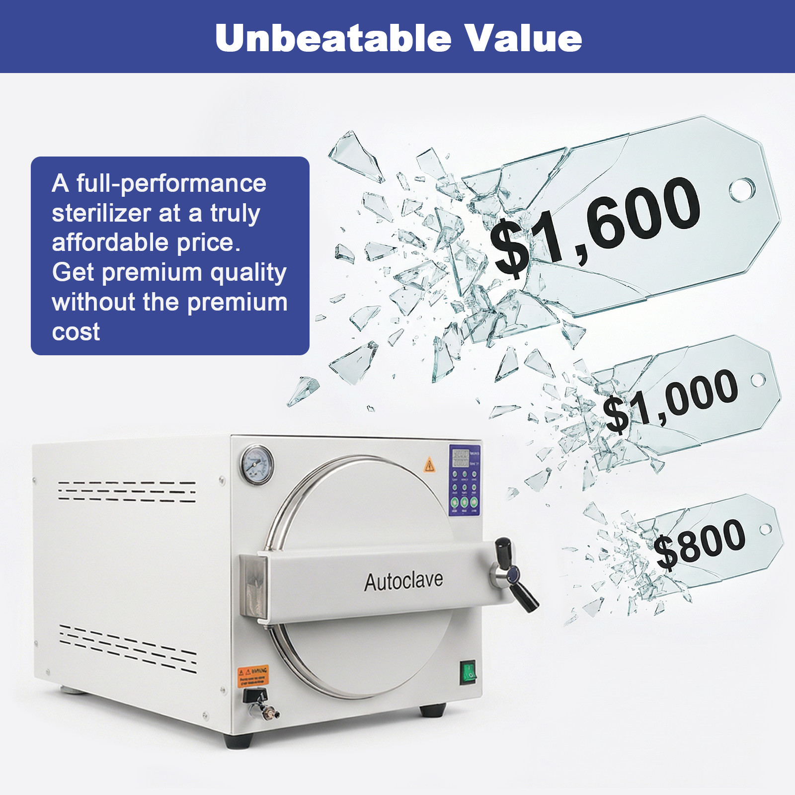 23L Dental Autoclave Steam Sterilizer Medical Dentist Surgical Sterilization USA