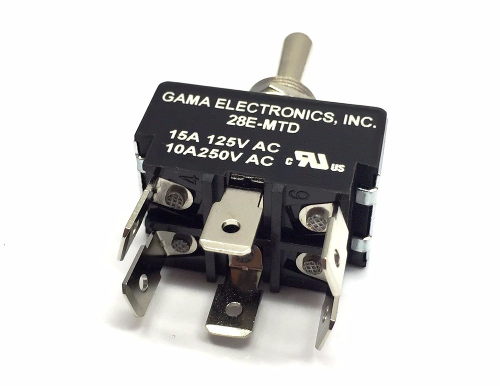 30 Amp Double Pole Double Throw 3 Position On-Off-On Toggle Switch - 28E-MTD