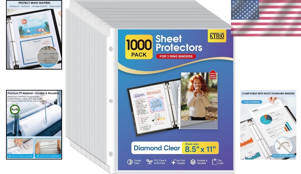 Polypropylene Document Protectors, Letter Size, 1000