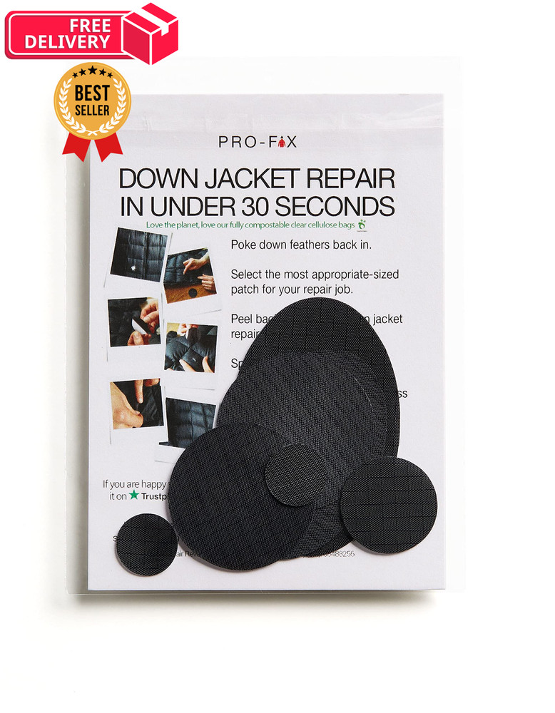 Self-Adhesive Waterproof Repair Patch Kit - 30-Second Fix for Down Black