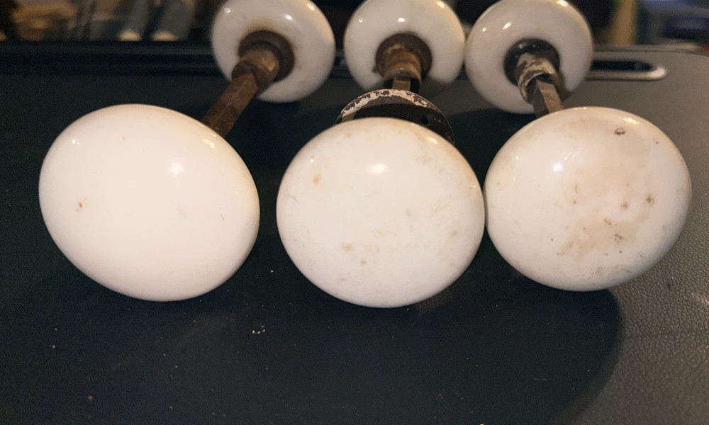 Lot Of Antique Round White Porcelain Knobs