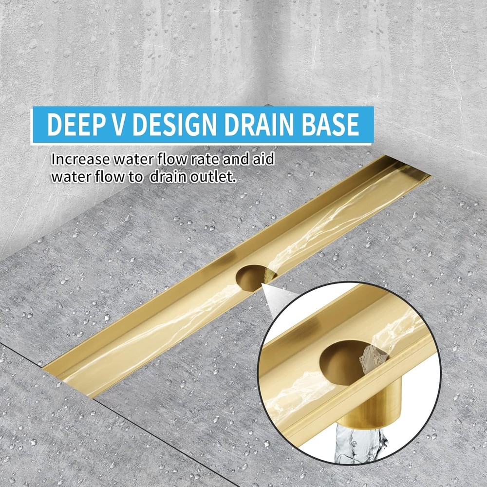 Linear Shower Drain 36 Inch Rectangular, Brushed Gold Shower Drain (1112)