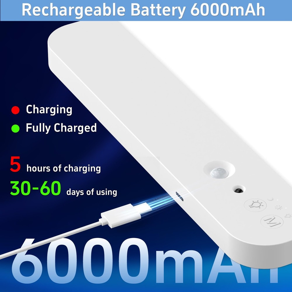Rechargeable Motion Sensor Ceiling Light with Remote - Magnetic Wireless Clos...