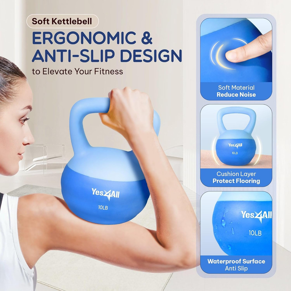 Soft Kettlebell, PVC Kettlebells Exercise Weights & Color-Coded Strength Trainin