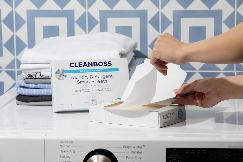 CleanBoss Laundry Detergent Smart Sheets 60 Loads Lavender 30 sheets