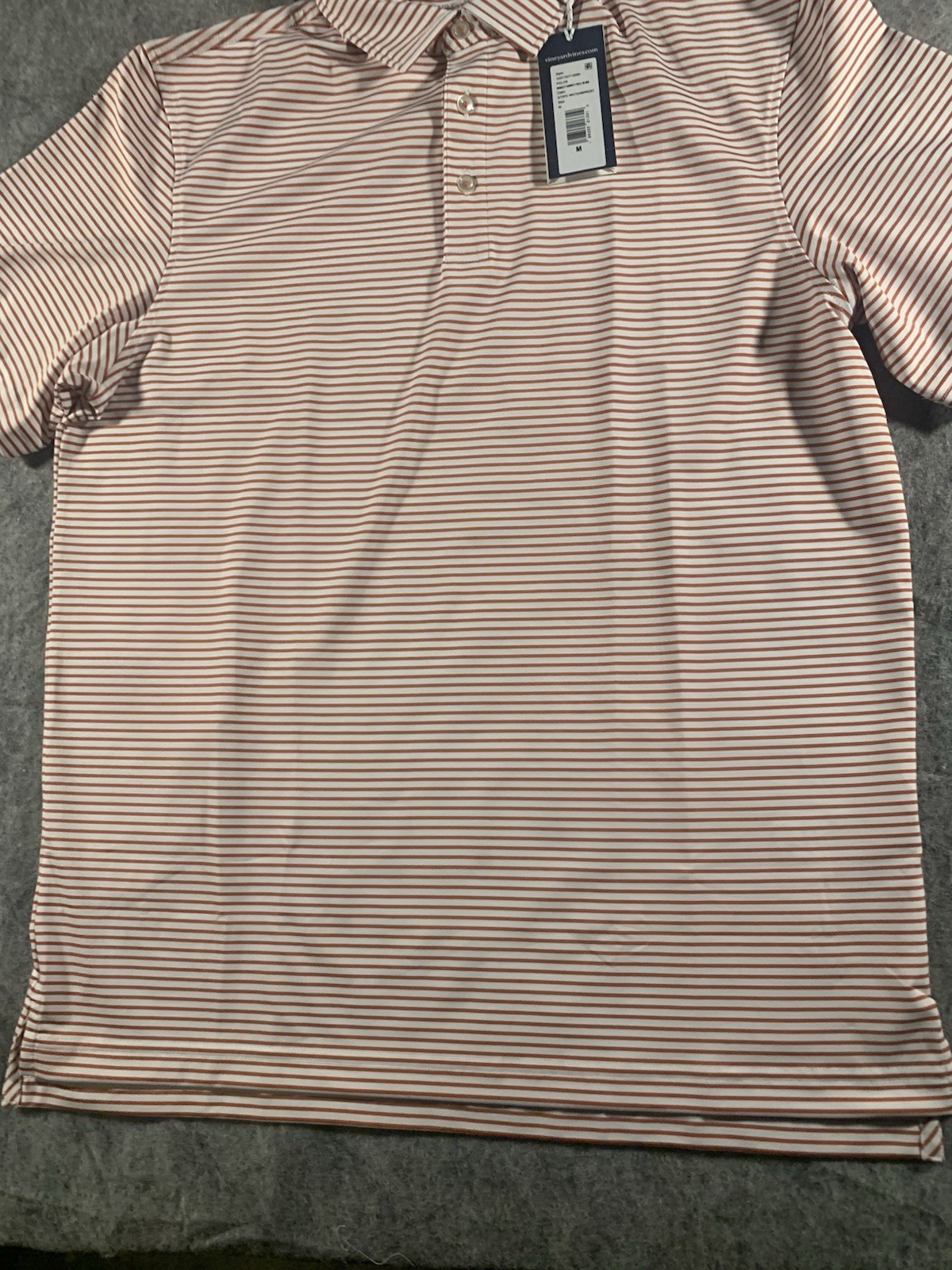 NWT Vineyard Vines Performance Golf Red / White Striped Polo Shirt Mens Size M