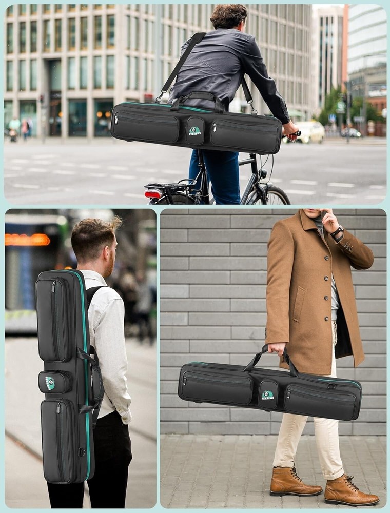 Pool Cue Case 4x4 Pool Stick Bag with Backpack Strap Soft Billiard Carrying Case