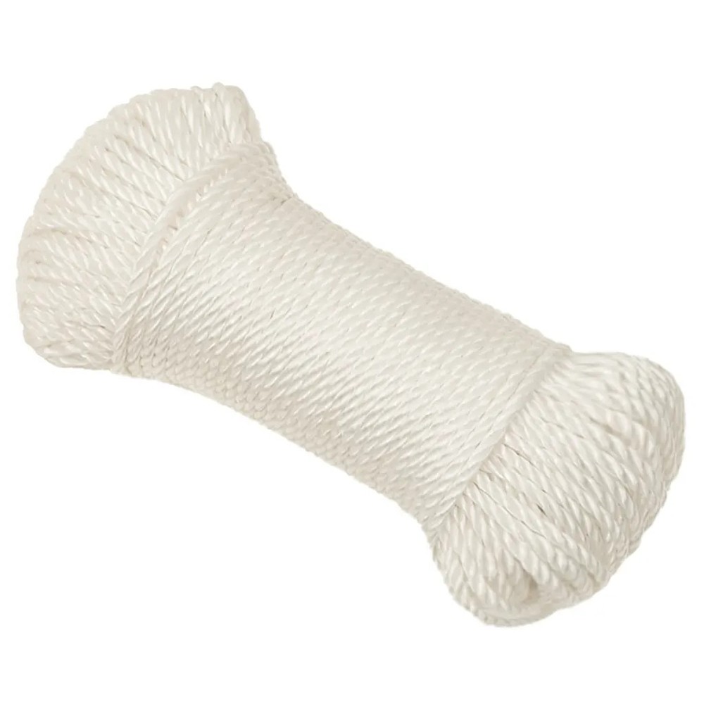 Work Rope 8mm x 50m White Polypropylene Twisted UV Weather Resistant Floatable