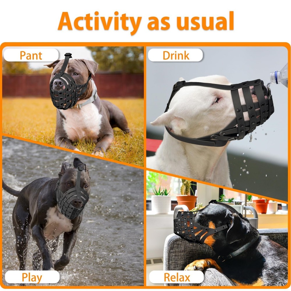 Pitbull Muzzle for Large Dogs | Basket Muzzle for Training, Grooming, Biting