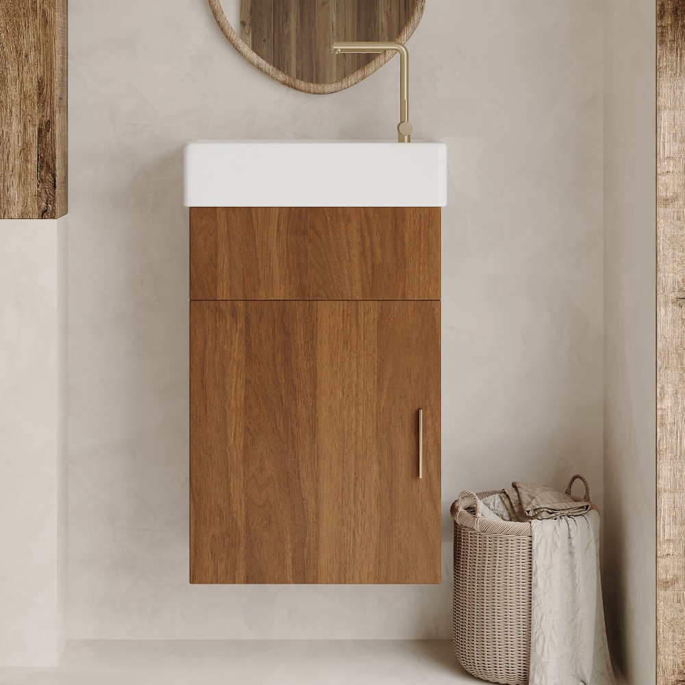 16.5" Floating Bathroom Vanity w/ Ceramic Basin & Soft-Close Door
