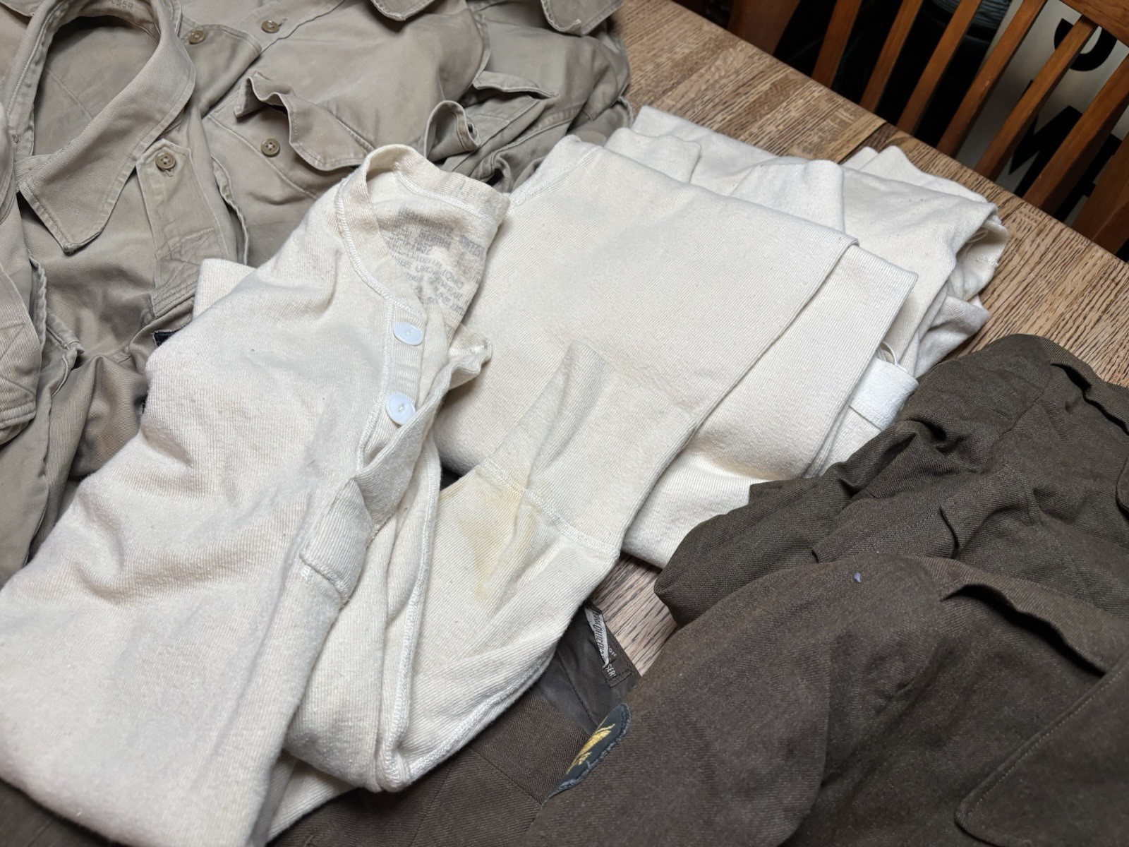 WW II 2nd Infantry Division Clothing Lot Patches, Pants, Shirts, Jackets, Duffle