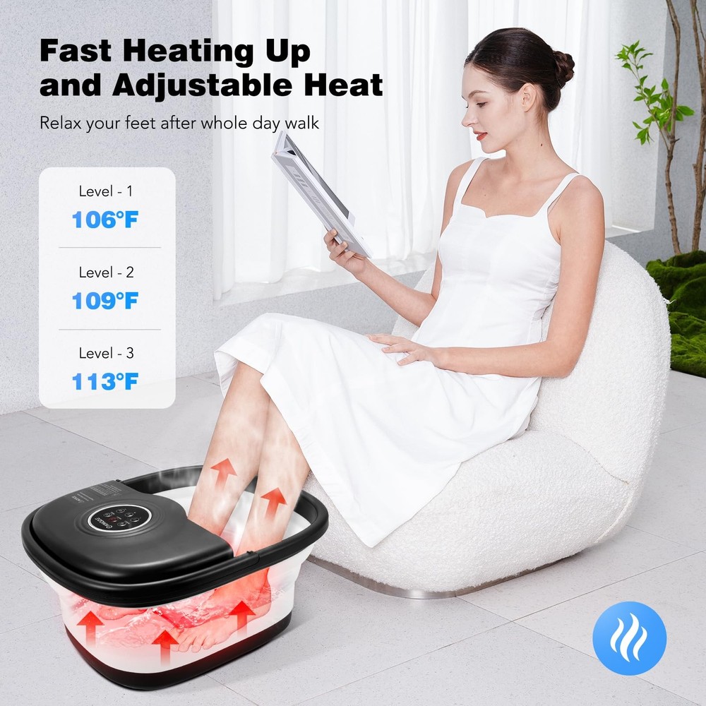 Collapsible Foot Spa Bath with Heat & Remote Control, Bubble Massage, Tempera...
