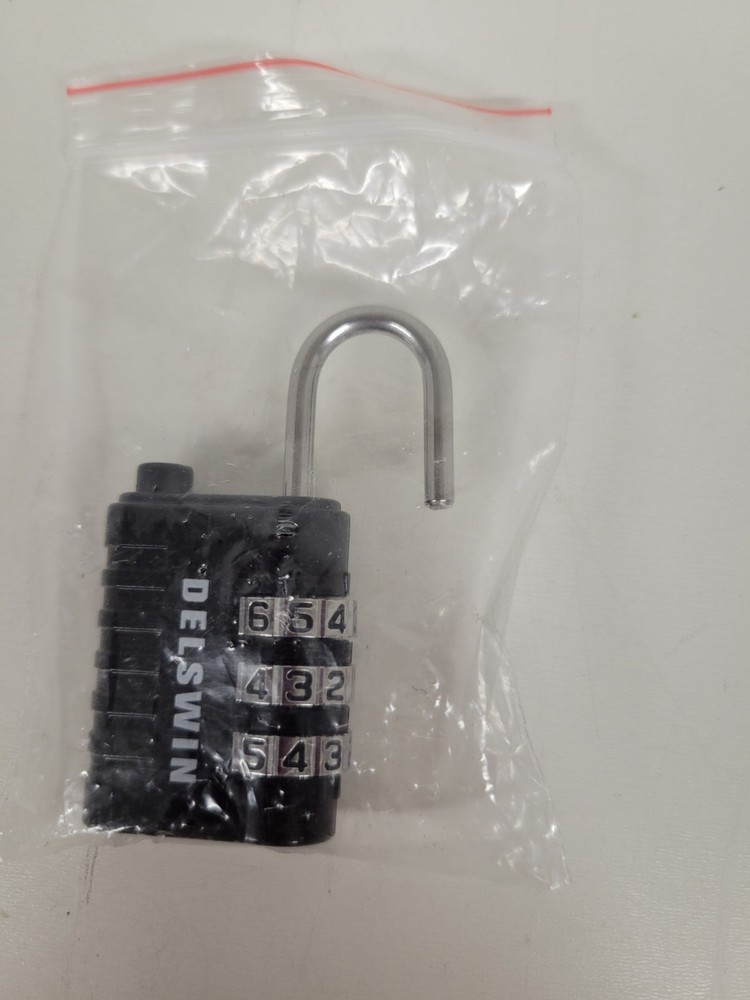 Delswin Black 3-Digit Combination Padlock 1.5"