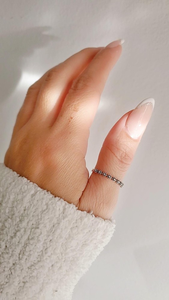 Minimalist Dainty Little Flowers Stackable Ring - Sterling Silver Women's Ring