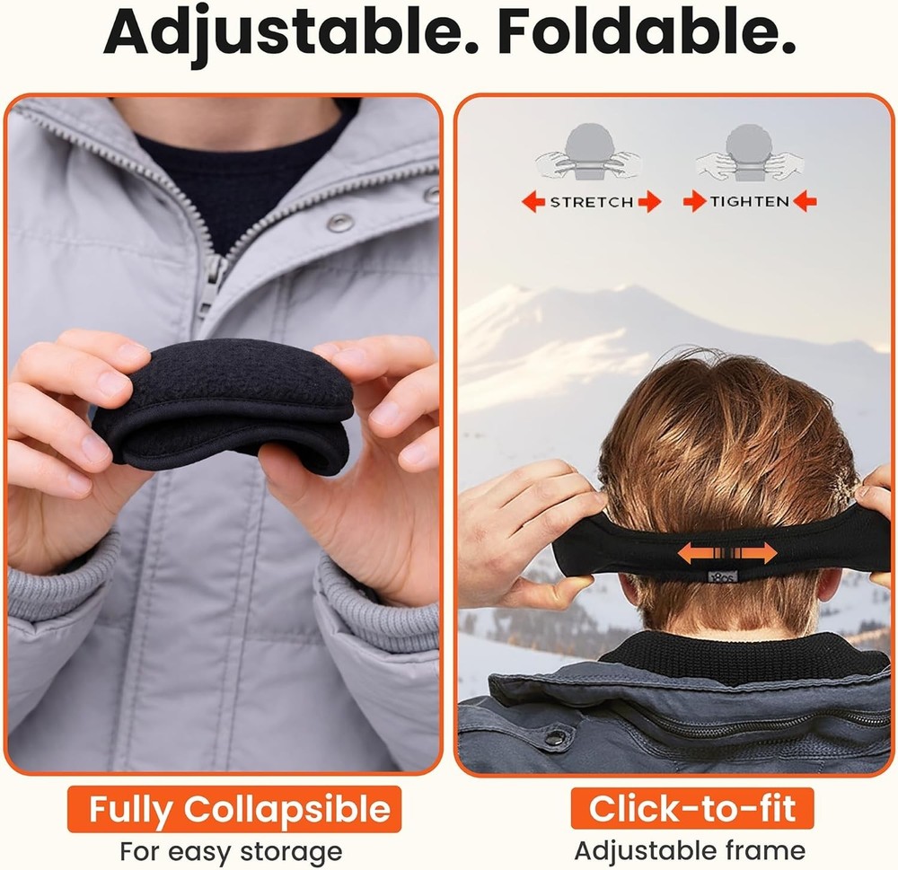 Degrees Behind-the-Head Ear-Warmers | Adjustable & Foldable Earmuffs