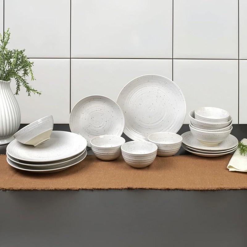 Complete Stoneware Dinnerware Set Family Meals & Entertaining Kitchen Essentials