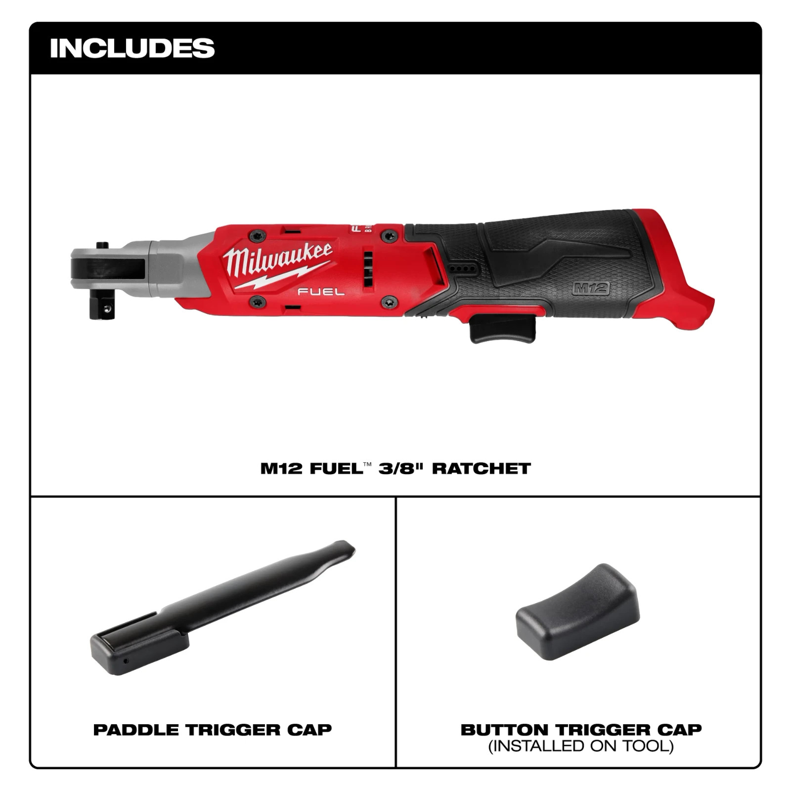 Milwaukee 3053-20 M12 FUEL 3/8 inch Ratchet Baretool NEW! Authorized USA Dealer