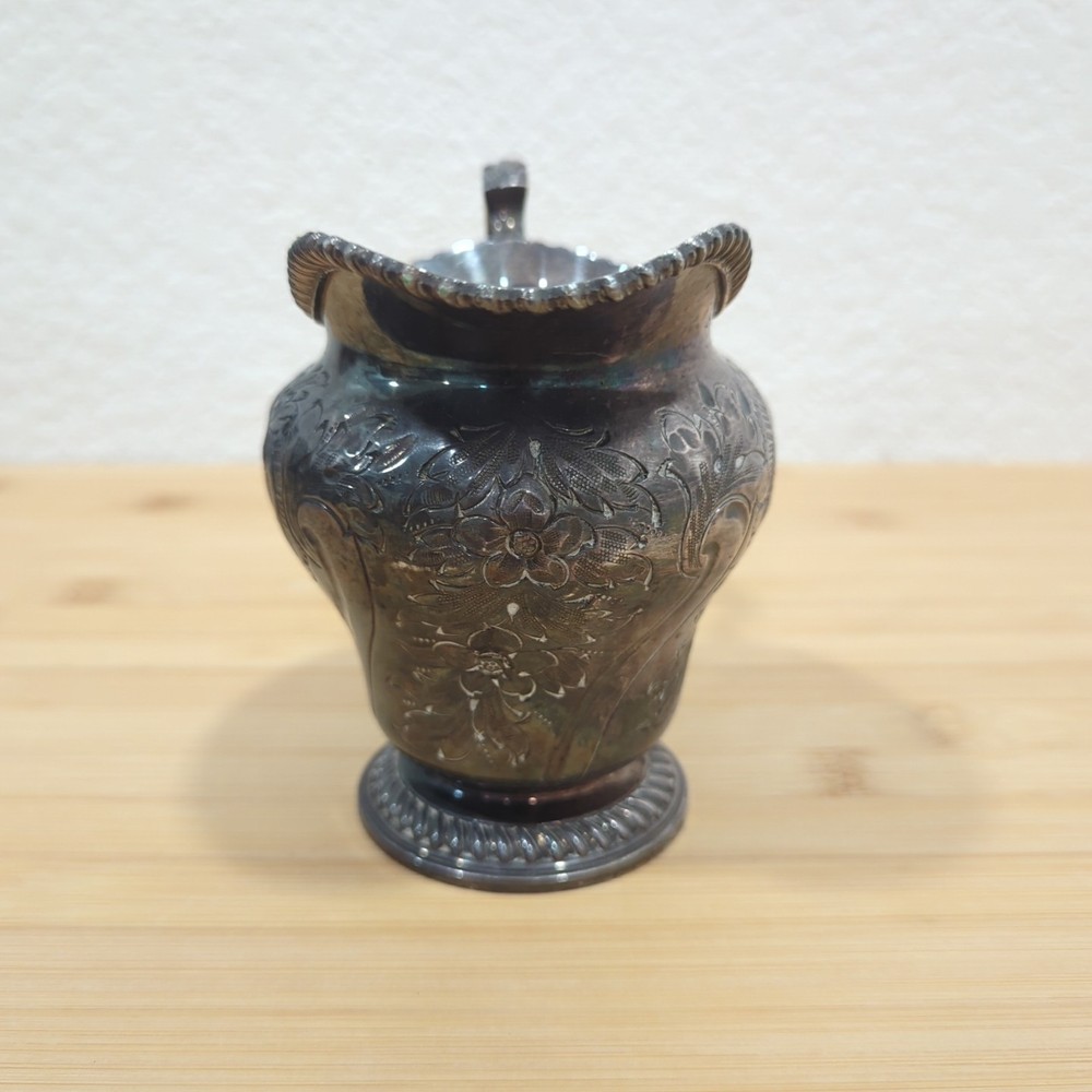 Antique BARKER BROS SILVER Co Silver Plated Repoussé Engraved Tea Creamer