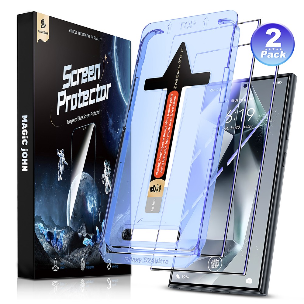 MAGIC JOHN 2Pack for Samsung Galaxy S24 Ultra Tempered Glass Screen Protector